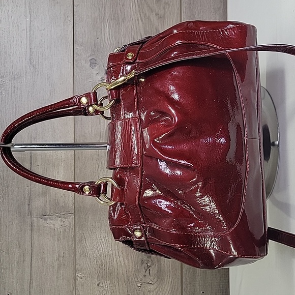 Blumarine Burgundy Patent Leather Crossbody Handbag - Picture 4 of 12
